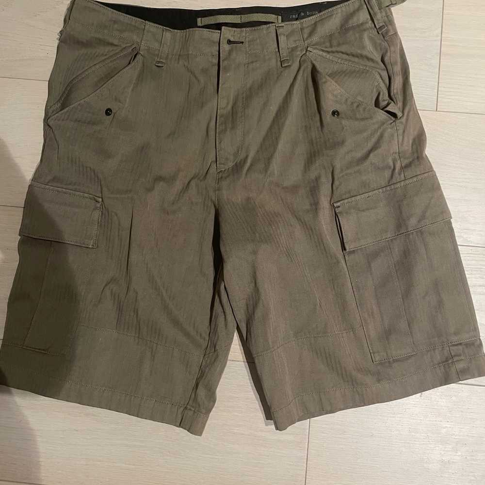 Rag and Bone cargo shorts, olive green